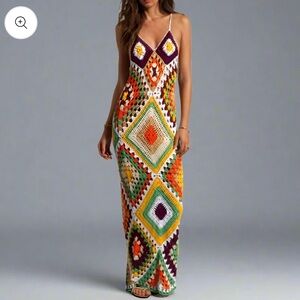 Colorful Crochet Maxi Dress